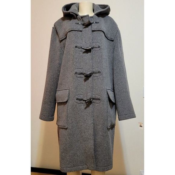 GLOVERALL MEN'S / WOMEN'S GRAY DUFFLE COAT WOOL ENGLAND SIZE US46 / EUR 56 #970 - Picture 1 of 15